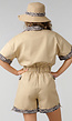 Beige Safari Playsuit met Zebraprint, Safarihoed en Verrekijker