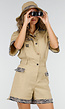 Beige Safari Playsuit met Zebraprint, Safarihoed en Verrekijker