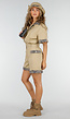 Beige Safari Playsuit met Zebraprint, Safarihoed en Verrekijker