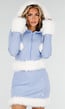 Blauw Eskimo Kostuum met Jurkje, Broekje, Riem en Beenwarmers