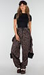 Bruin Leopard Skipak Kostuum met Skibril en Zwarte Bontdetails