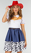 Jessie Cowgirl Kostuum met Jurk Rode Cowboyhoed en Koeienprint Beenwarmers