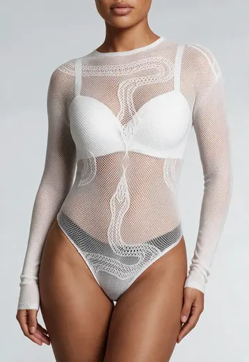 Witte Mesh Fishnet Body
