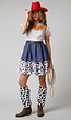Cowgirl Kostuum met Jurk Rode Cowboyhoed en Koeienprint Beenwarmers