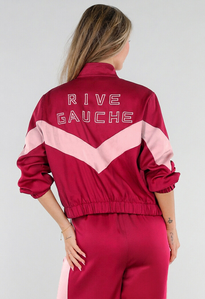 Rive Gauche Tweedelig Trainingspak Rood met Roze Strepen