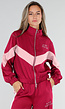 Rive Gauche Tweedelig Trainingspak Rood met Roze Strepen