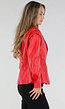Rood Lederlook Jasje met Brede Revers en Elastische Taille
