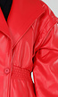 Rood Lederlook Jasje met Brede Revers en Elastische Taille