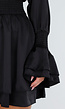 Zwarte Mini Jurk met Hoge Hals en Lange Trompetmouwen