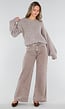 Bruine Wide Leg Jeans met Hoge Taille en Wijde Rechte Pijpen