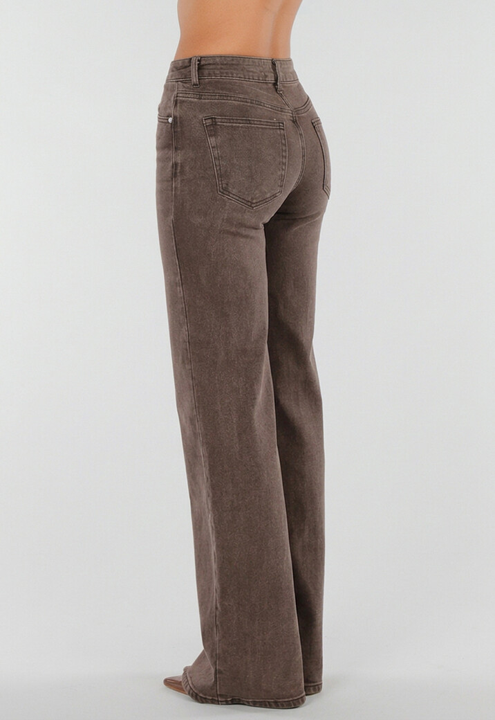 Bruine Extra Tall Straight Leg Jeans met Gewassen Effect