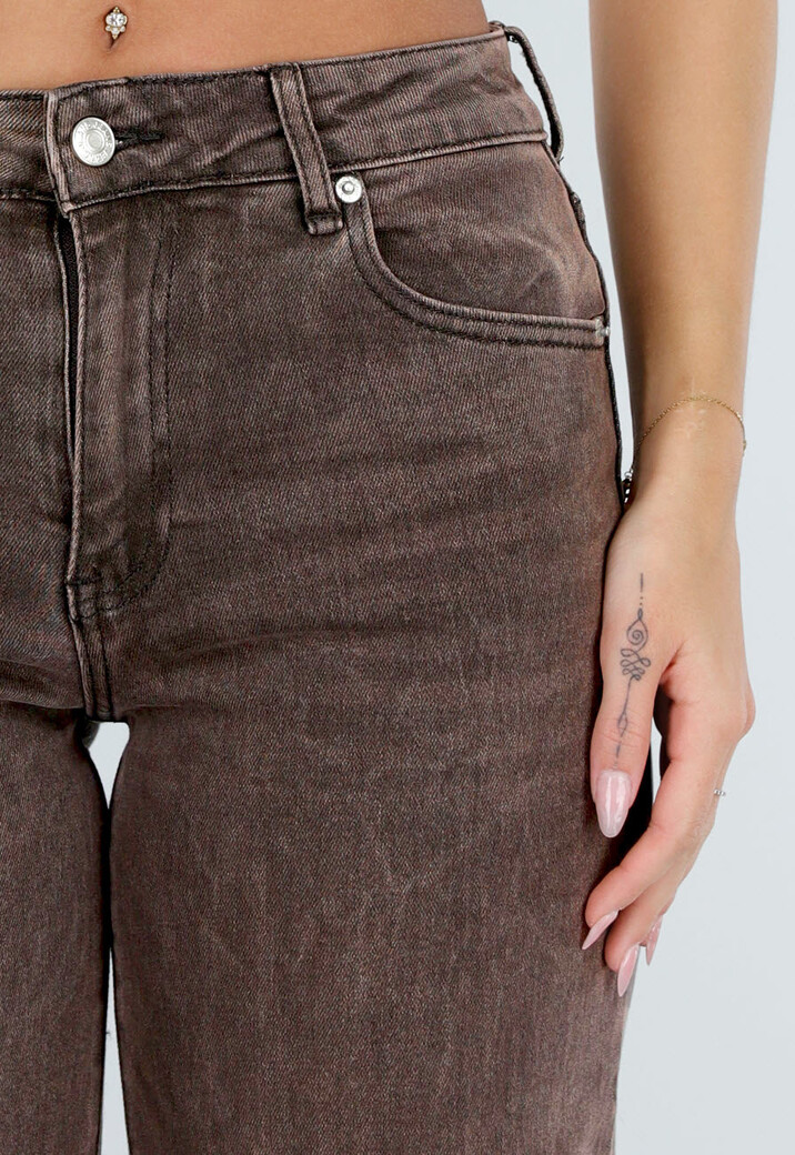 Bruine Extra Tall Straight Leg Jeans met Gewassen Effect