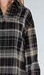 Zwart Geruite Blouse met Lange Mouwen en Geborduurde Details