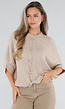 Beige Gebreid Damesvest met Korte Mouwen en Striksluitingen