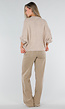 Beige Gebreid Damesvest met Korte Mouwen en Striksluitingen