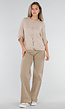 Beige Gebreid Damesvest met Korte Mouwen en Striksluitingen
