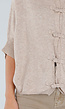 Beige Gebreid Damesvest met Korte Mouwen en Striksluitingen