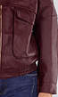 Bordeaux Lederlook Bomberjack met Rits, Gouden Knopen en Kraag