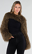 Bruine Faux Fur Bolero met Lange Wijde Mouwen en Krullende Vacht