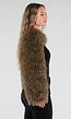 Bruine Faux Fur Bolero met Lange Wijde Mouwen en Krullende Vacht