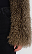 Bruine Faux Fur Bolero met Lange Wijde Mouwen en Krullende Vacht