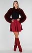 Bordeaux Faux Fur Bolero met Lange Mouwen en Open Voorkant