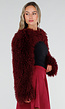 Bordeaux Faux Fur Bolero met Lange Mouwen en Open Voorkant