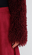 Bordeaux Faux Fur Bolero met Lange Mouwen en Open Voorkant
