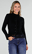 Zwart Ribgebreid Vest met Kanten Details en Lange Mouwen
