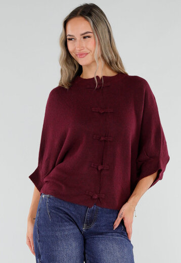 Bordeaux Vest met Sierknopen