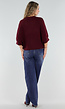 Bordeaux Gebreid Damesvest met Sierknopen en Halflange Mouwen