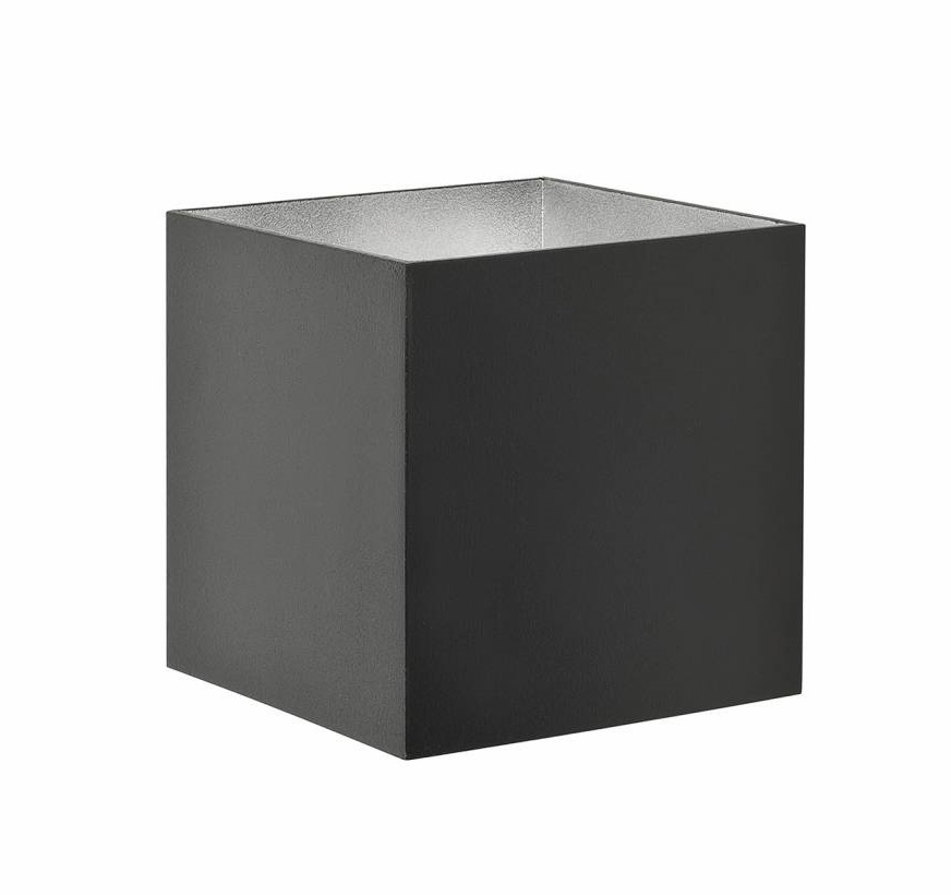 Wandlamp Block Vierkant Zwart Zilver 10cm Wandlamp Block Vierkant Zwart Zilver 10cm