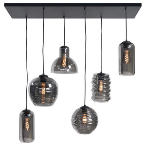 Hanglamp Fantasy Zwart Smoke 6 Lichts 100 x 35cm