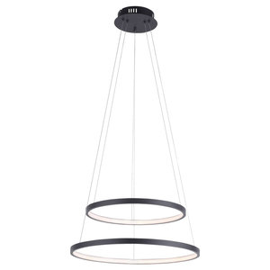 Hanglamp Circle Mat Zwart Led incl. Dimmer 50cm Ø
