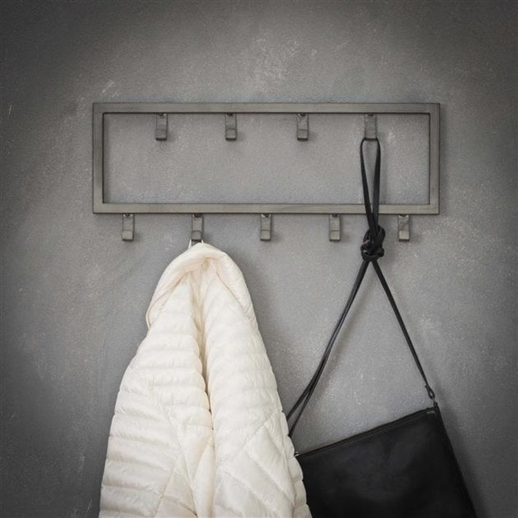 Kapstok Industrial Old Zilver 9 haken