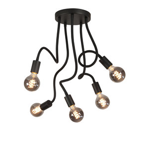 Plafondlamp Flex Zwart Mat Zwart 50cm 5 Lichts