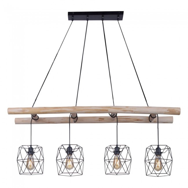 Hanglamp Edgar Hout 120cm 4 Lichts Hanglamp Edgar Hout 120cm 4 Lichts
