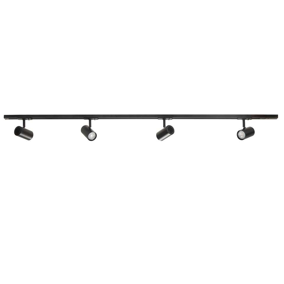 Railsysteem Trackline 150cm Zwart incl. 4 Cilinder Spots Railsysteem Trackline 150cm Zwart incl. 4 Cilinder Spots