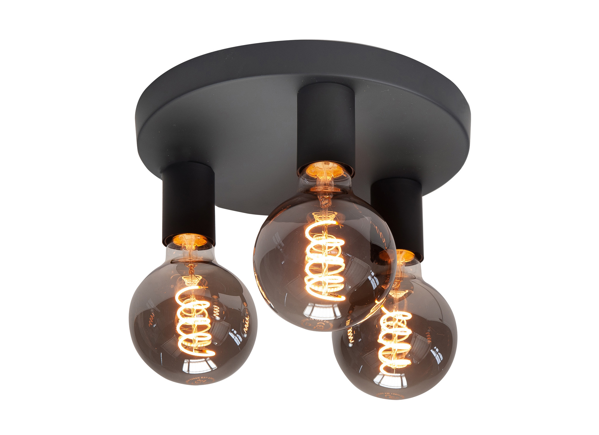 Plafondlamp Basic Zwart 3 lichts Ø 25 cm E27 Plafondlamp Basic Zwart 3 lichts Ø 25 cm E27