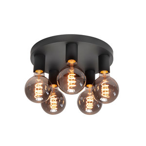 Plafondlamp Basic Zwart 5 lichts Ø 30cm E27