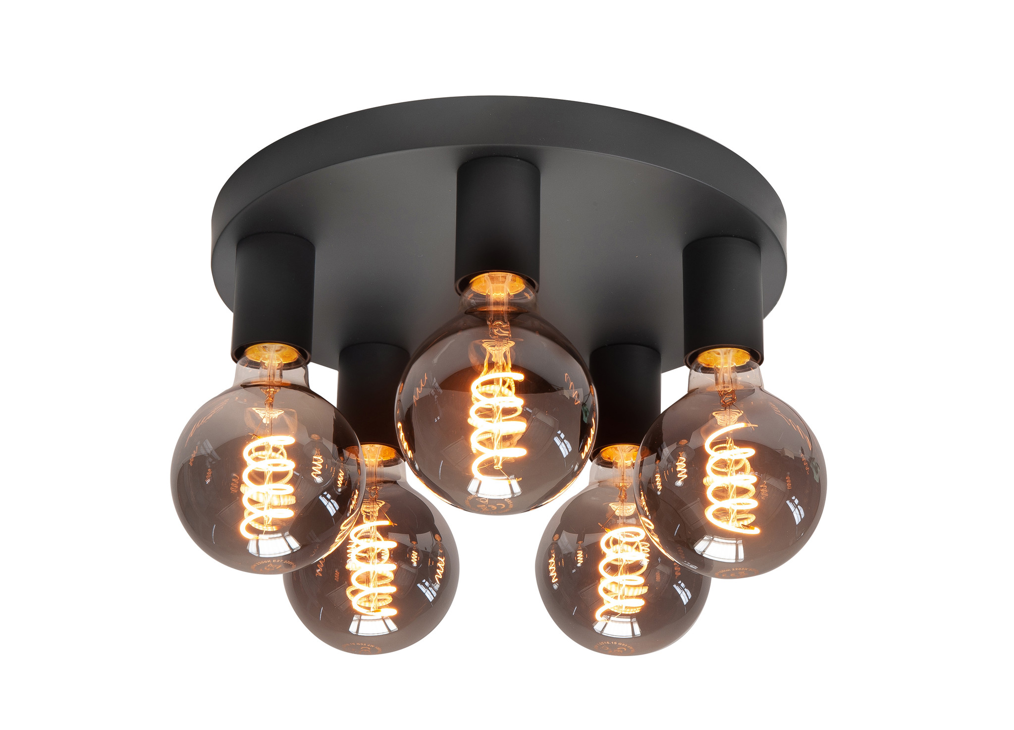 Plafondlamp Basic Zwart 5 lichts Ø 30cm E27 Plafondlamp Basic Zwart 5 lichts Ø 30cm E27