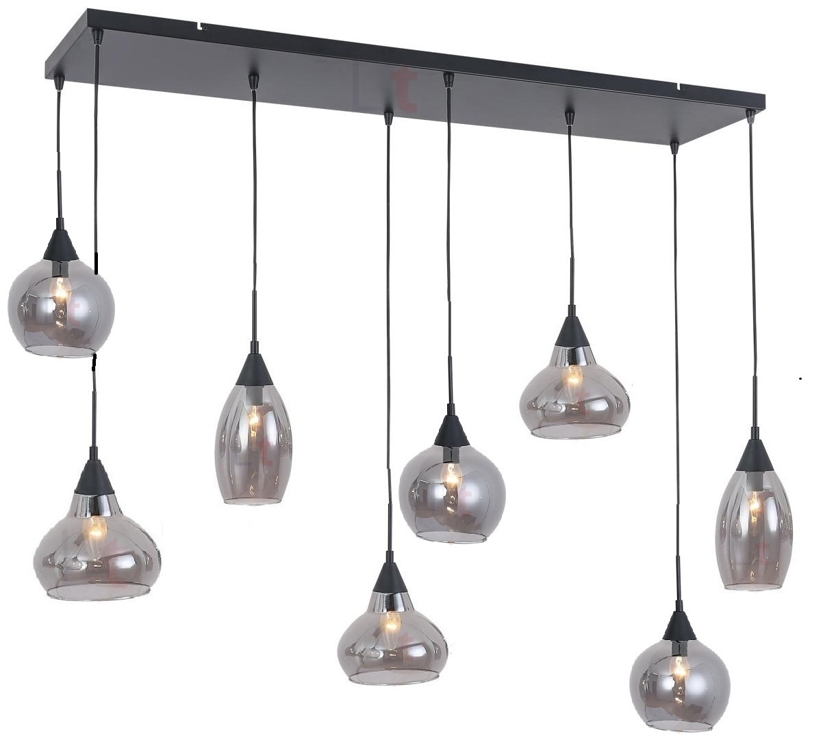 Hanglamp Macchia Zwart & Smoke Glas 8 Lichts Hanglamp Macchia Zwart & Smoke Glas 8 Lichts