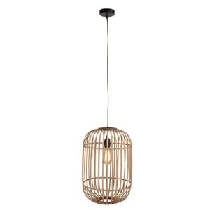 Hanglamp Treccia Mat Zwart & Rotan 1Lichts*