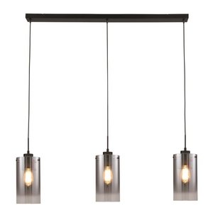 Freelight Hanglamp Ventotto Zwart & Smoke Glas 3 Lichts