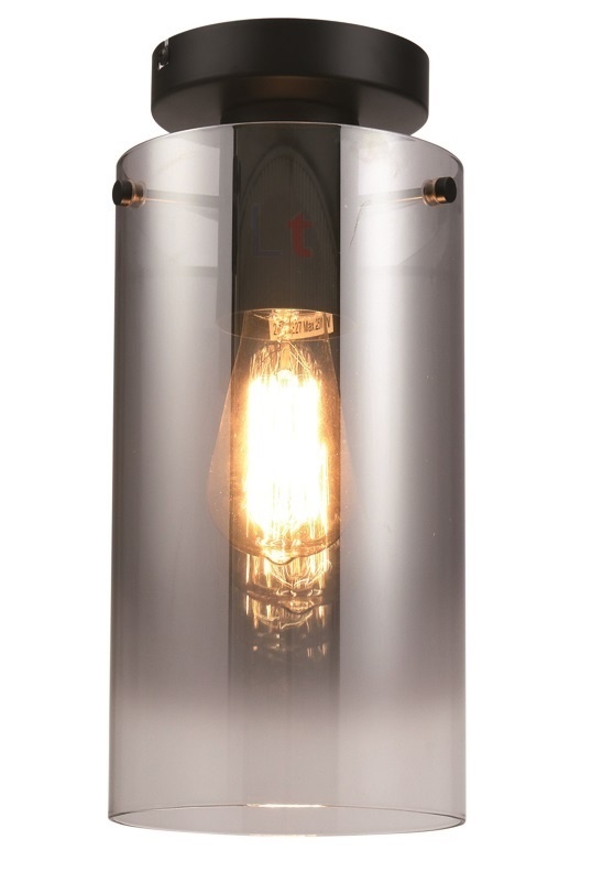 Plafondlamp Ventotto Zwart & Smoke Glas 15cm Ø Plafondlamp Ventotto Zwart & Smoke Glas 15cm Ø