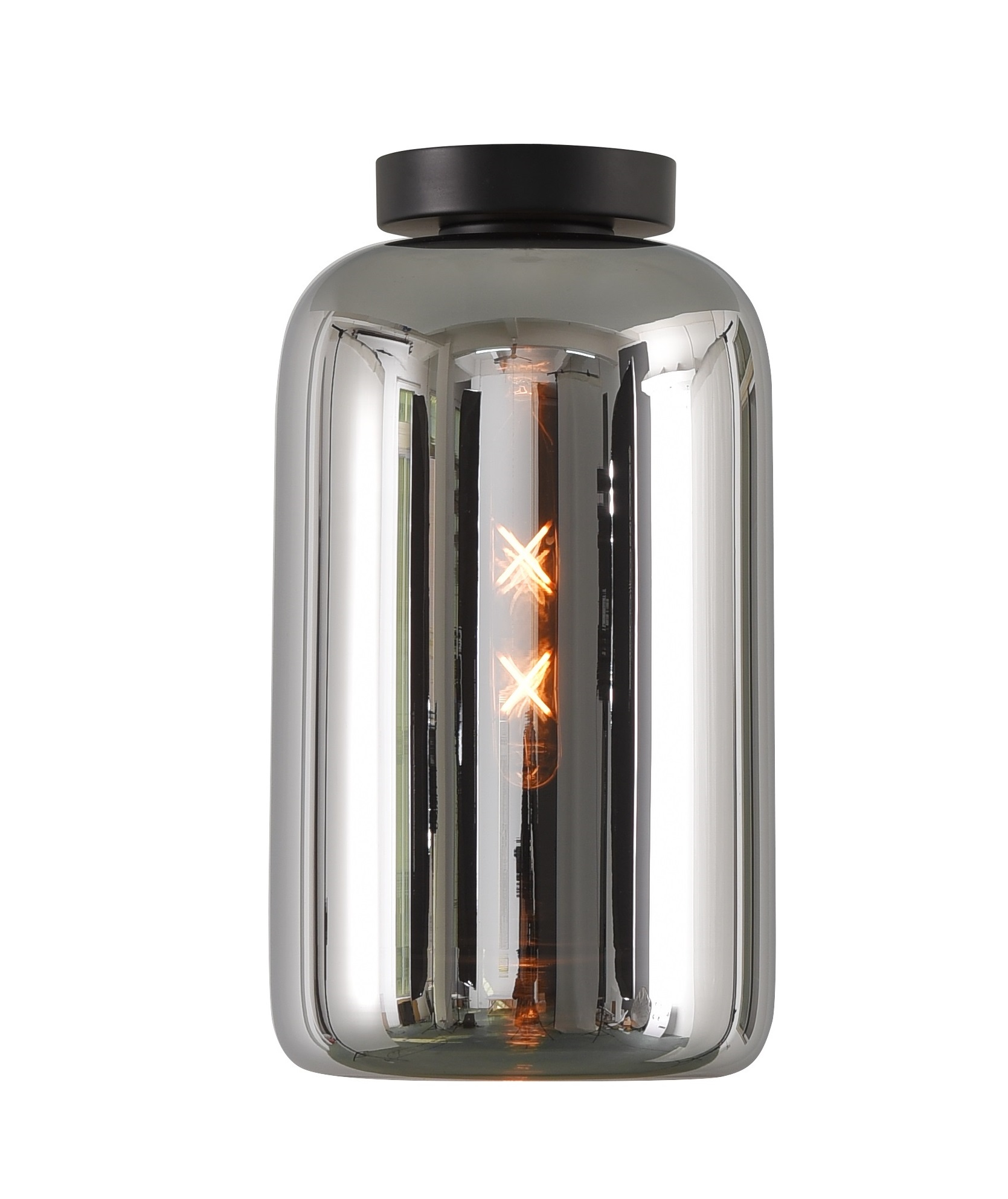 Plafondlamp Botany Zwart & Smoke Glas 18cm Plafondlamp Botany Zwart & Smoke Glas 18cm