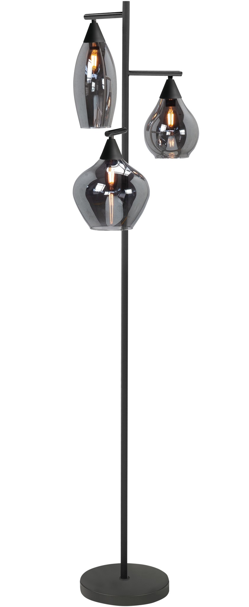 Vloerlamp Cambio Black & Smoke Glas 3Lichts 164cm Vloerlamp Cambio Black & Smoke Glas 3Lichts 164cm