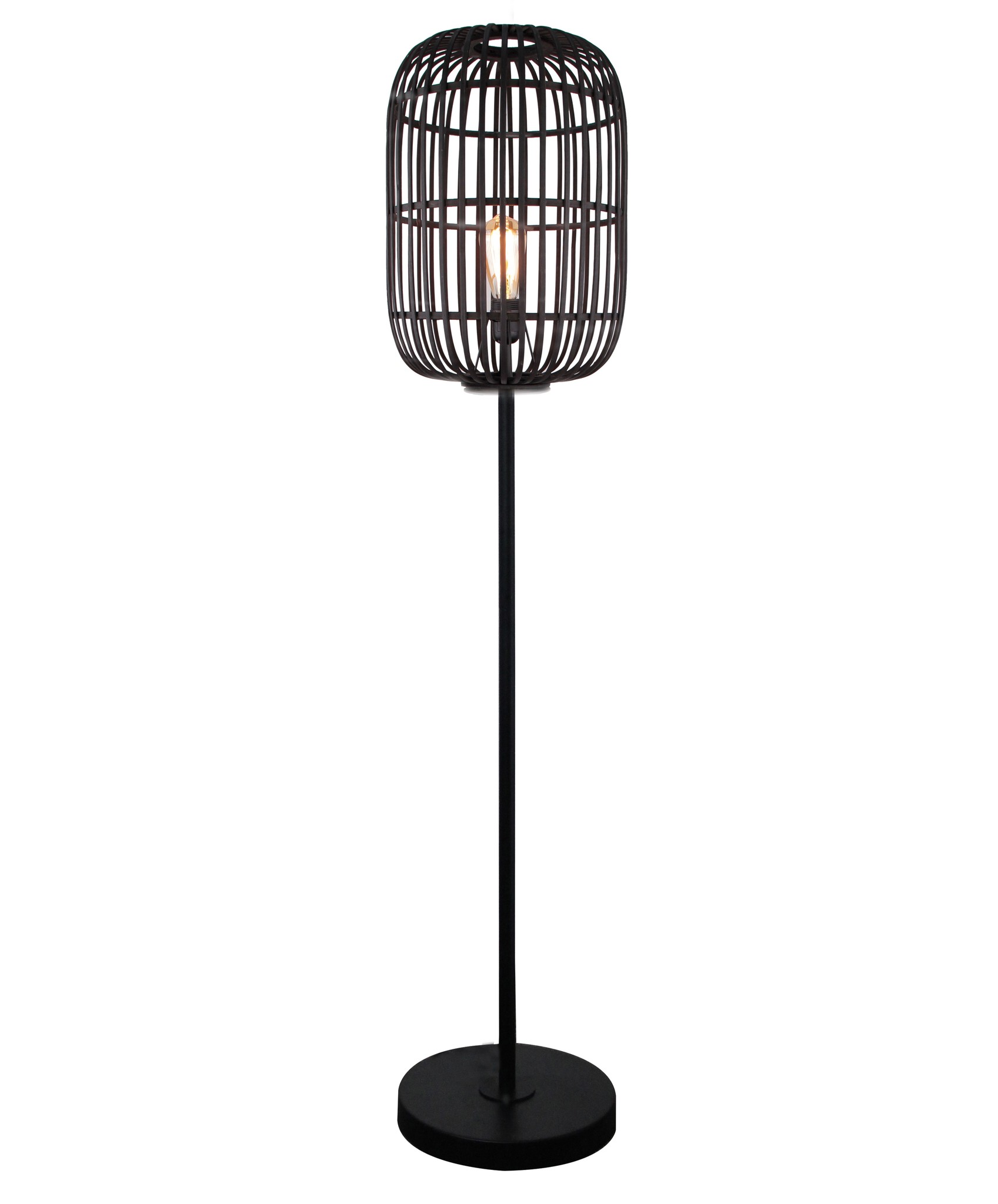Vloerlamp Treccia Mat Zwart Rotan 175cm Vloerlamp Treccia Mat Zwart Rotan 175cm