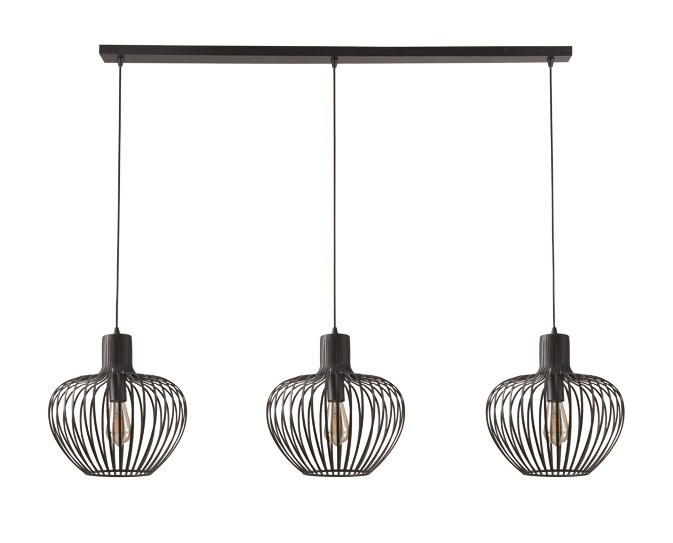 Hanglamp Arraffone Zwart 3 Lichts Balk Hanglamp Arraffone Zwart 3 Lichts Balk