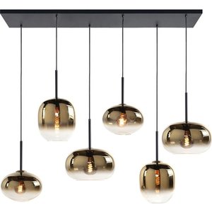 Hanglamp Zwart Gold Bellini 6L Balk 120cm